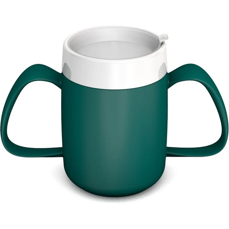 Ornamin Schnabelbecher 2-Henkel-Becher mit Trink-Trick und Schnabelaufsatz/ Trinkaufsatz, 2-tlg, Kunststoff, Trinkhilfe l Alltagshilfe l Schnabeltasse l BPA-frei l Made in Germany