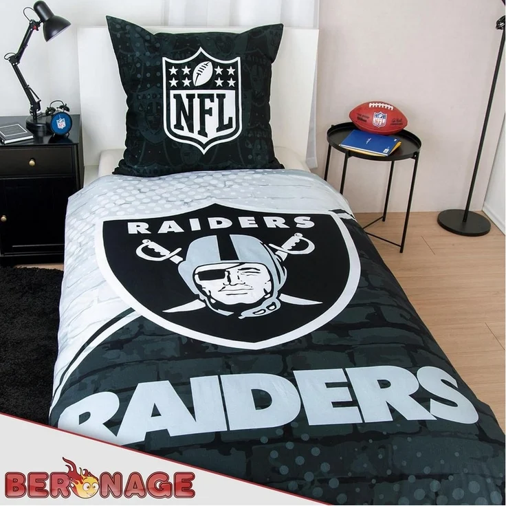 BERONAGE Wendebettwäsche NFL Las Vegas Raiders Bettwäsche Raider Nation Linon/Renforcé, Baumwolle, 2 teilig, 135x200 + 80x80 cm – Bild 3