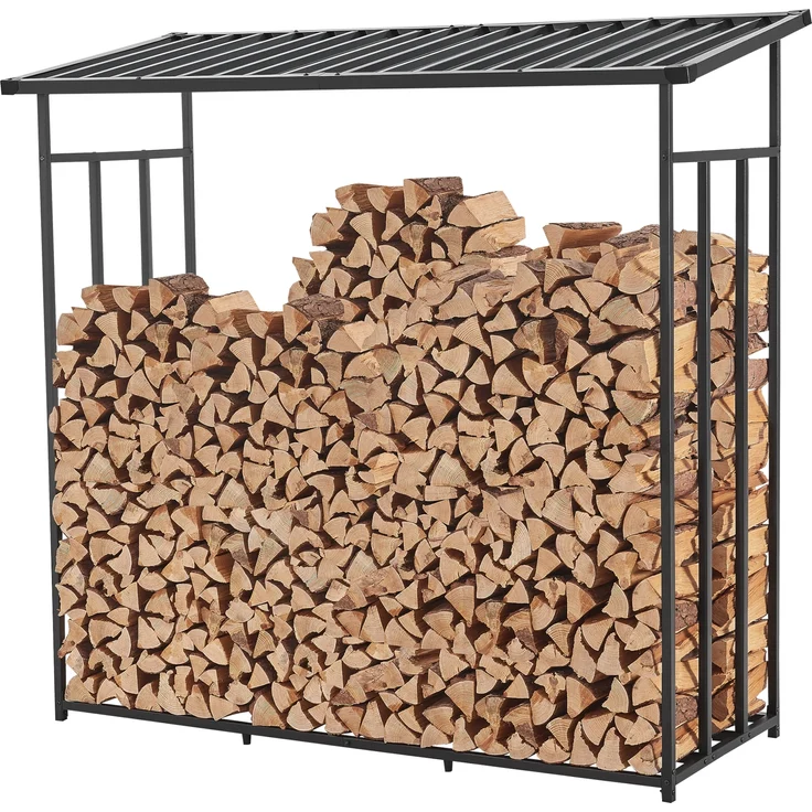 Brennholzregal Yakutat Schwarz 185x180x70 cm [casa. pro] – Bild 3