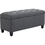 HOMCOM Sitzbank Polsterbank mit Stauraum Truhenbank Flur Schlafzimmer Wohnzimmer leinenartiges Polyester Gummiholz Dunkelgrau 100 x 40 x 44 cm