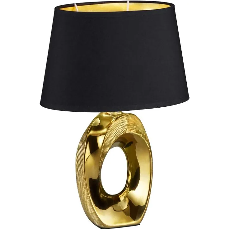 Design Tischleuchte, Keramik, gold-schwarz, H 33 cm