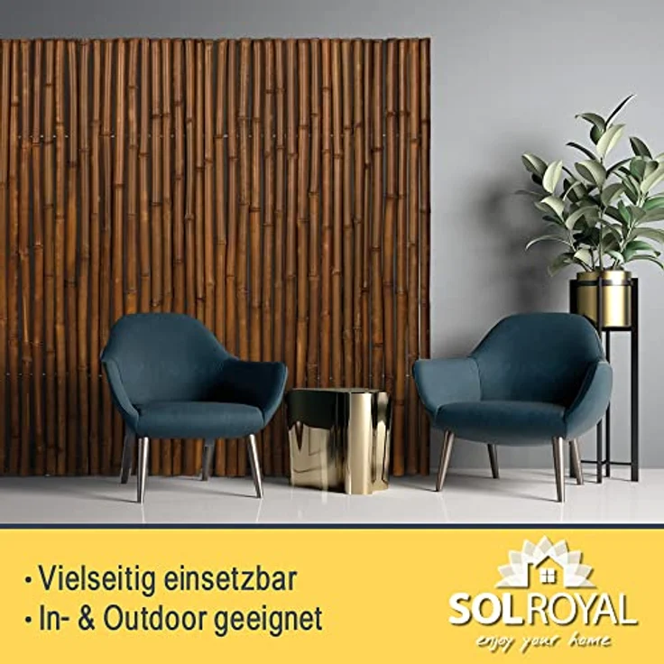 Sol Royal Premium Bambus Sichtschutz Zaun 200x250 cm B23 Dunkelbraun – hochwertig gehärtete Bambusrohre Ø 2-3cm, witterungsbeständiger Bambuszaun Indoor & Outdoor, Balkon Sichtschutz – Bild 10