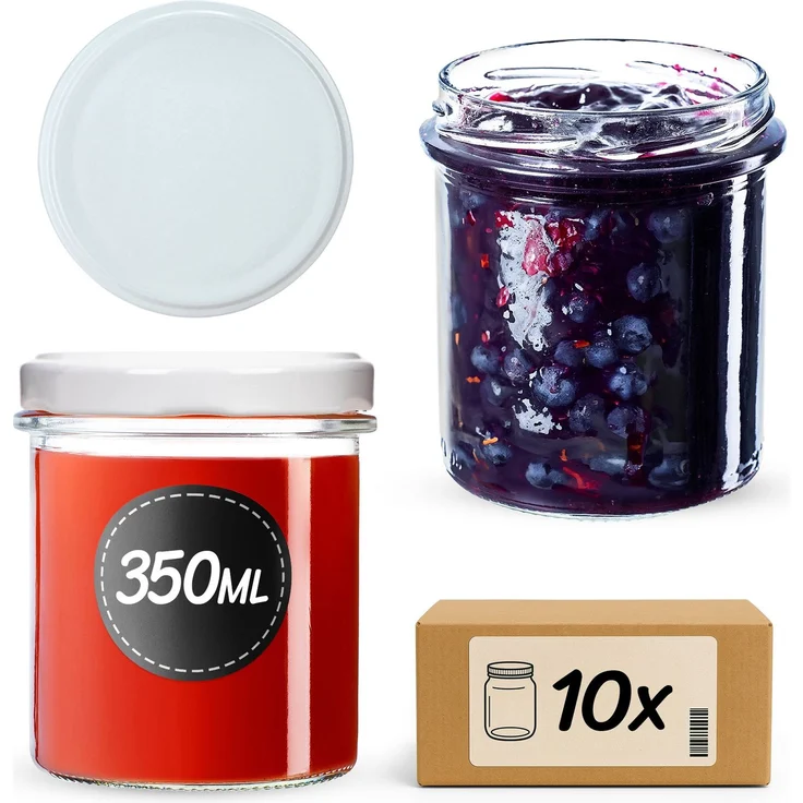 KADAX 10x Glas 350 ml für Marmelade, Honig, Fleischkapseln Fi82 – Bild 1