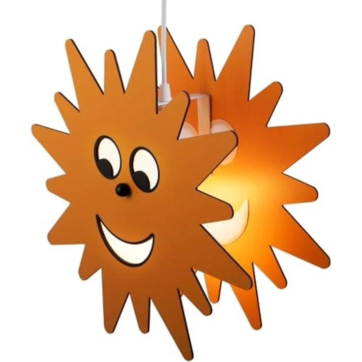 RGB LED Hängeleuchte, Kinder, Sonnen, Holz, gelb, D 38 cm – Bild 7