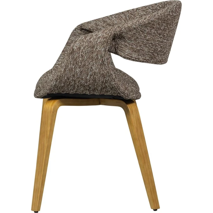 Esszimmerstuhl Yossi aus Webstoff, modernes Design, Holzgestell natur, gepolstert in Braun – Bild 3