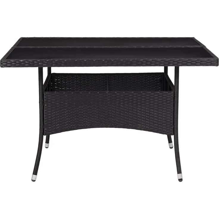 Gartentisch, Esstisch, Küchentisch Schwarz Poly Rattan und Glas – Bild 2