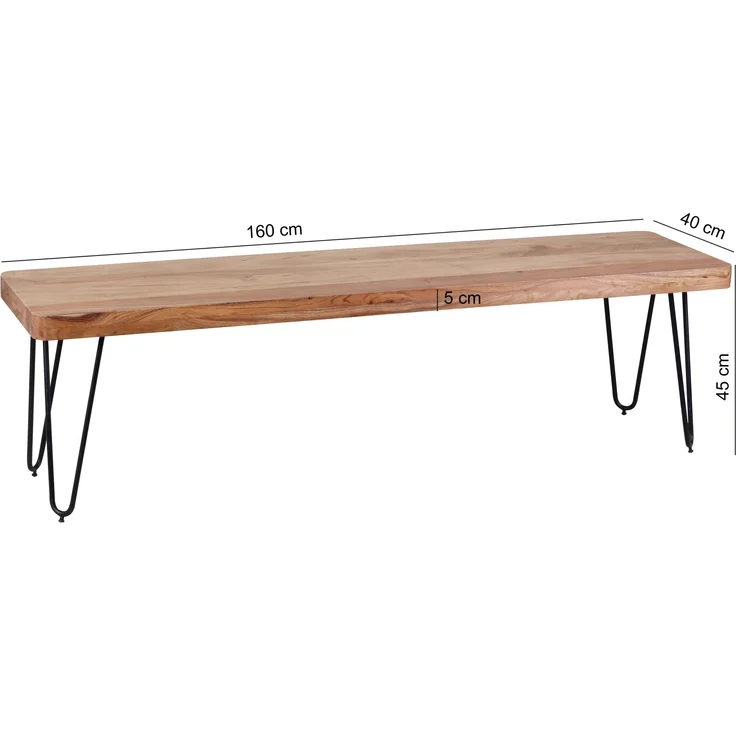 Sitzbank BAGLI 160cm Akazie Massivholz Landhausstil Esszimmer Küchenbank – Bild 4