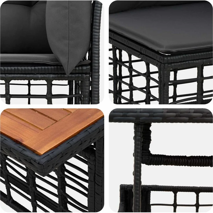 vidaXL Gartensofa-set 11 stk. Schwarz und Dunkelgrau 100 x 55 x 73 cm 3437881 – Bild 9