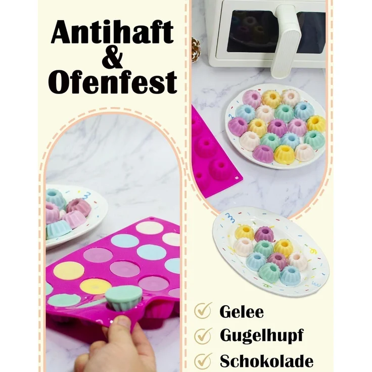 Silikon Gugelhupfformen 20er Traditioneller Stil Backform Antihaft Rosa – Bild 5