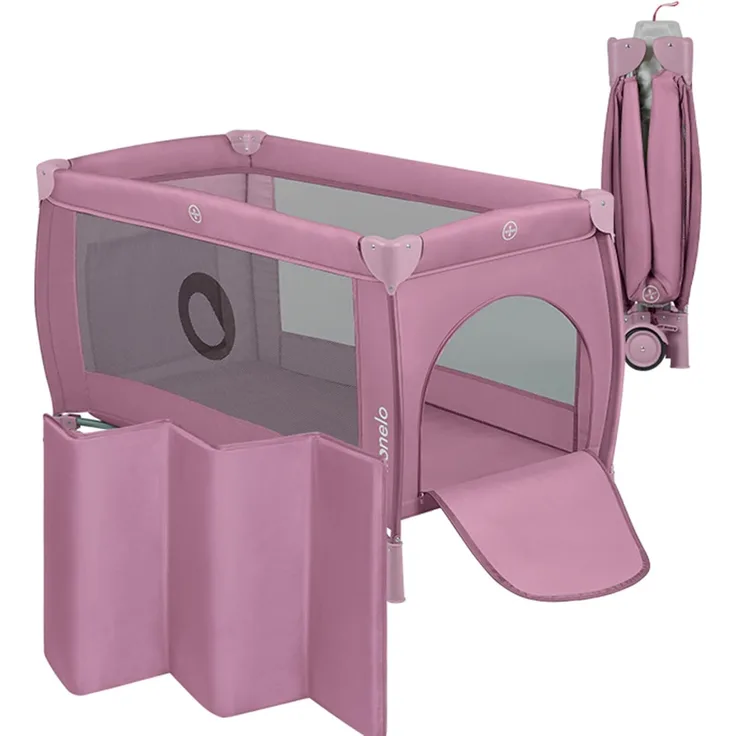 Lionelo Stefi Plus Reisebett bis 15 kg Babybett Kinderreisebett mit Matratze Seitlicher Eingang mit Reißverschluss Hochwertige Schaumstoffmatratze