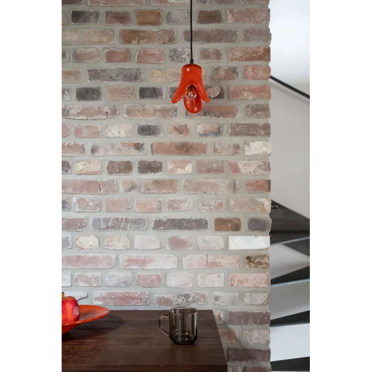 DutchBone Pendelleuchte Gable in Orange aus Glas mit E27-Fassung 13x13x15 cm – Bild 2