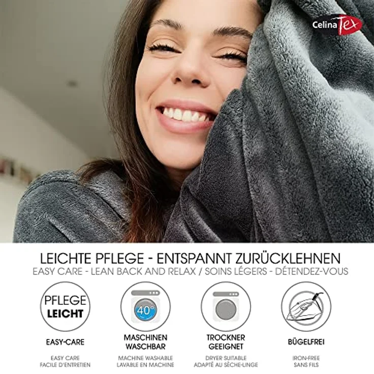 CelinaTex TV-Decke mit Ärmeln und Fußtasche Flauschige Kuscheldecke XL 170x200 cm Bordeaux rot Mikrofaser Fleece Soft Oeko-TEX – Bild 4