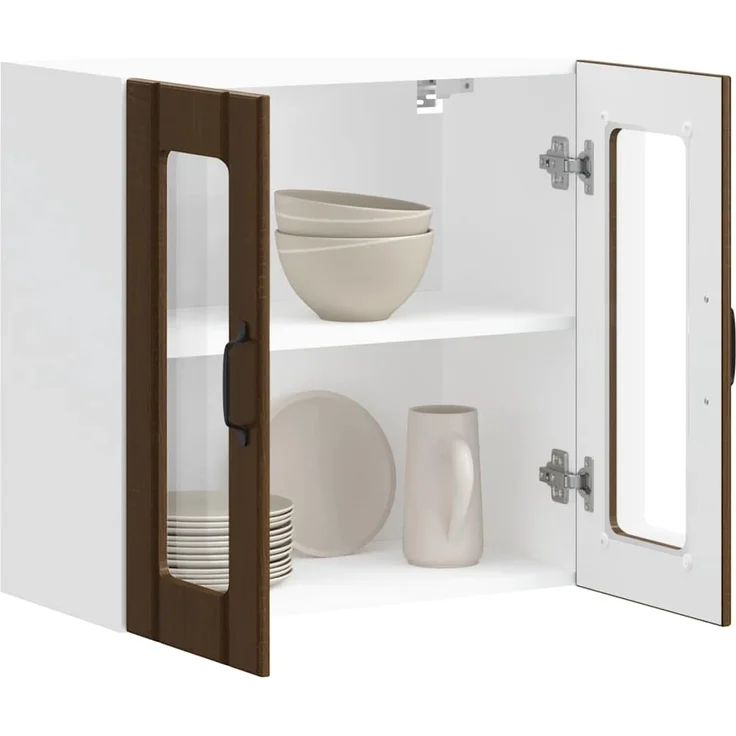 vidaXL Küchen-Hängeschrank mit Glastür Lucca Braun Eichen-Optik 853914 – Bild 3