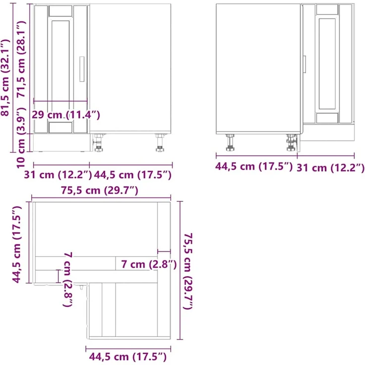 vidaXL Küchen-Eckunterschrank Porto Hochglanz-Weiß Holzwerkstoff 853989 – Bild 12