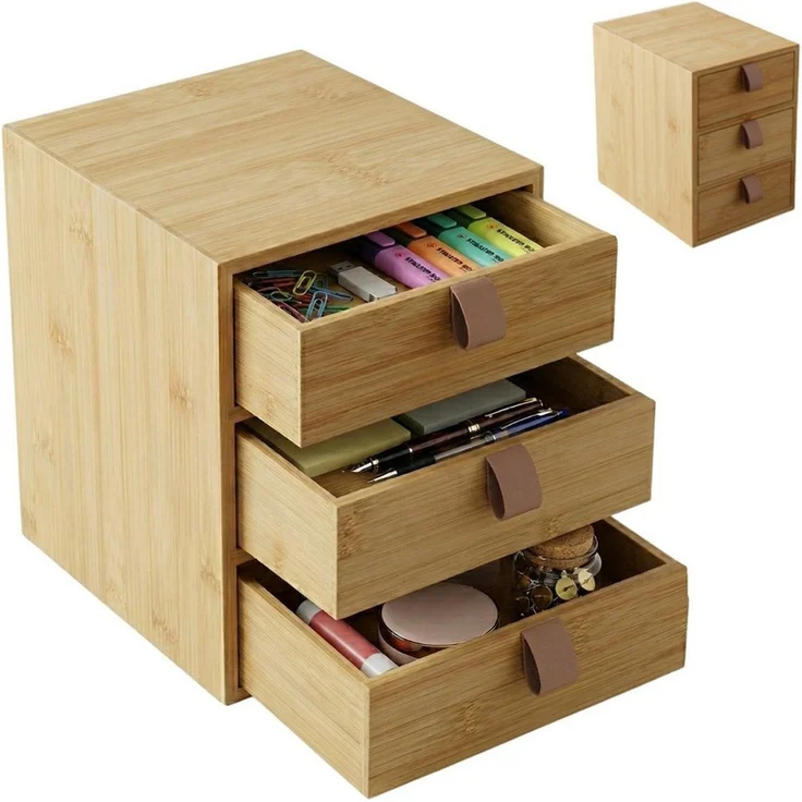 BOXIMO Organizer Bambus-Organizer NILA mit 3 Schubladen, 21 cm – Bild 4