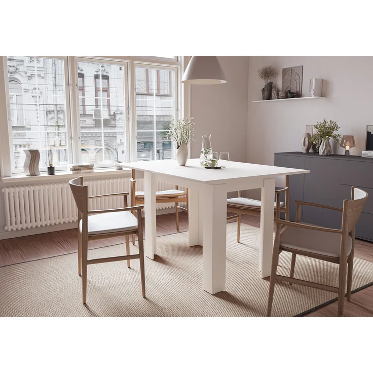 Shefa Esstisch Line Family 90-120 cm Weiß - Moderner Küchentisch aus Holzwerkstoff – Bild 6