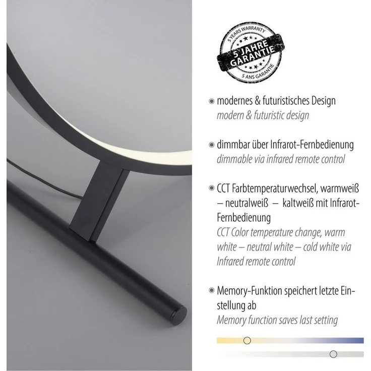 Paul Neuhaus Stehlampe HULA, CCT - über Fernbedienung, Fernbedienung, Infrarot inkl, Memory, nach Trennung vom Netz, dimmbar über Fernbedienung, LED fest integriert, warmweiß - kaltweiß, LED – Bild 2
