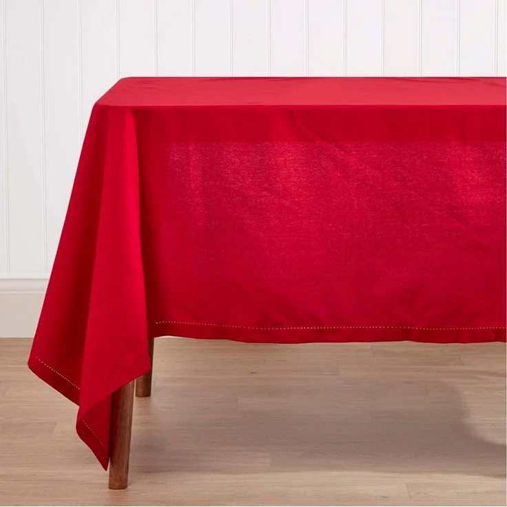 Homescapes Tischdecke Tischdecke rot – 137 x 137 cm, 100% Baumwolle (1-tlg) – Bild 2