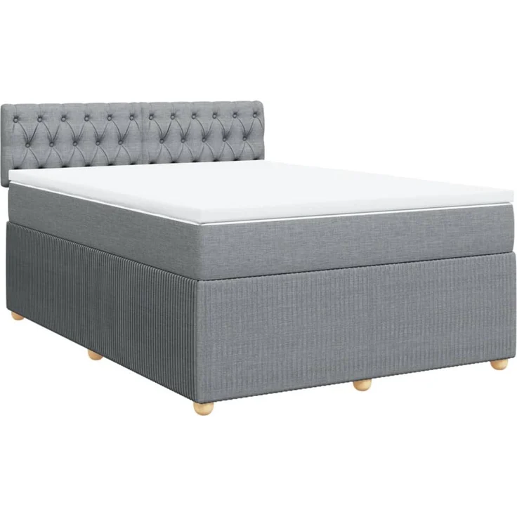 vidaXL Boxspringbett mit Matratze Hellgrau 140x190 cm Stoff 3289758 – Bild 3