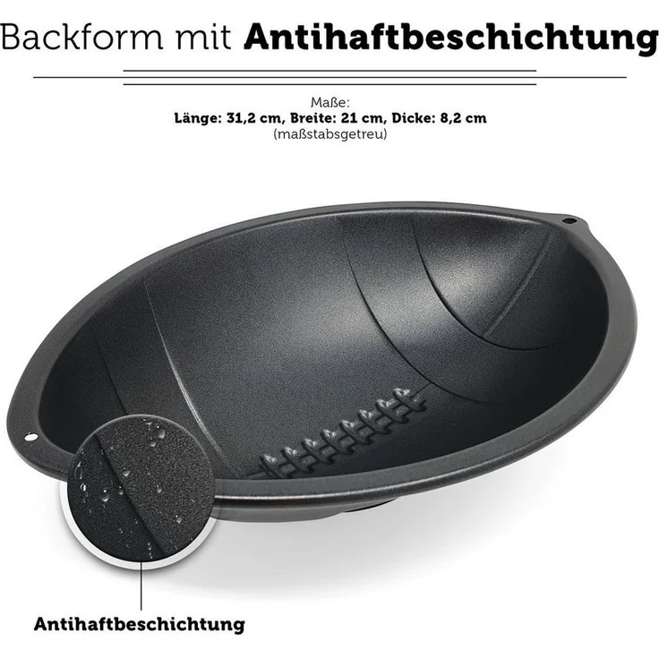 40YARDS Backform American Football Backform inkl. REZEPT aus Stahl, (1-tlg), mit Antihaftbeschichtung (maßstabsgetreu) – Bild 2