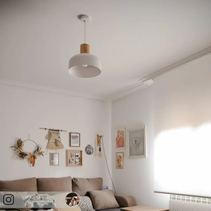 LINDBY Hängeleuchte Carlise mit Holzelement, Pendelleuchte für Wohnzimmer und Esszimmer, gemütliche Atmosphäre – Bild 2