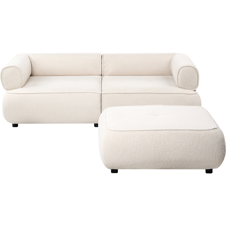Sofa 3-Sitzer SALLA Bouclé Cremeweiß mit Ottomane – Bild 4