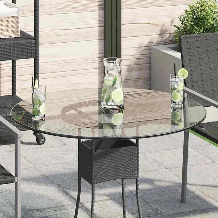 vidaXL Tischplatte aus gehärtetem Glas rund 800 mm 243629 – Bild 1