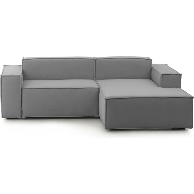 Dmora Sofa mit Halbinsel Amuleto, modulares 2-Sitzer-Sofa mit rechter Halbinsel, Stoffsofa, 100 % Made in Italy, 220 x 170 x 70 cm, Grau