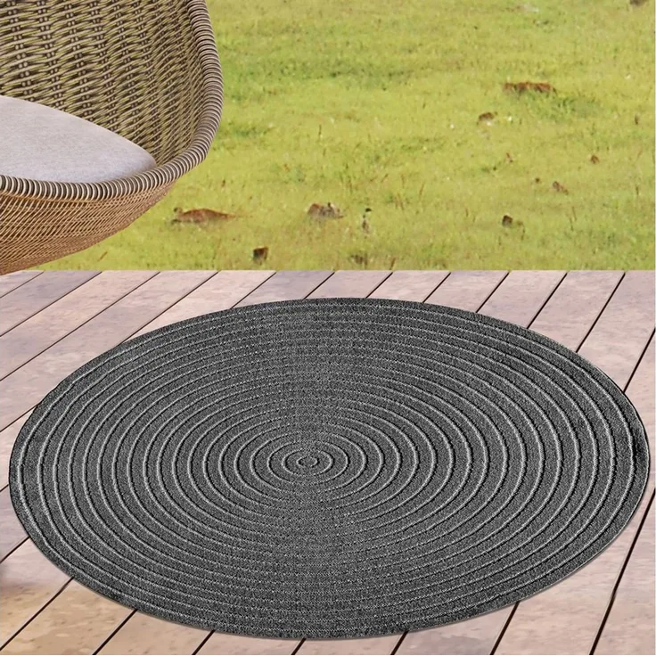 Carpetia Outdoorteppich Modernes Musterdesign, rund, Höhe: 5 mm, wetterfest, pflegeleicht, strapazierfähig