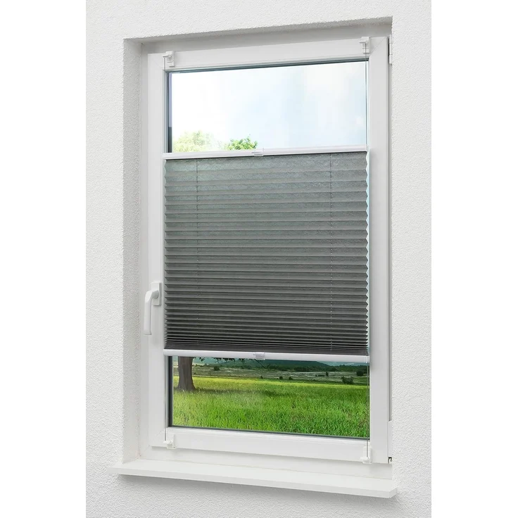 LYSEL® Plissee Klemmen Anthrazit, blickdicht, HxB 130x45cm – Bild 1