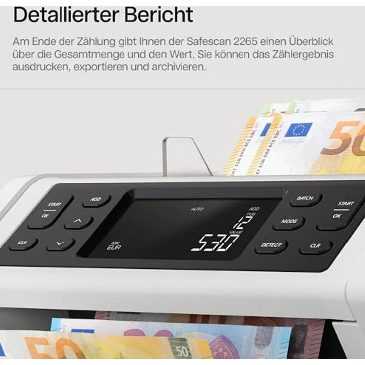 Safescan Geldzählmaschine mit Wertzählung 2265 G2 3,9-Zoll – Bild 7