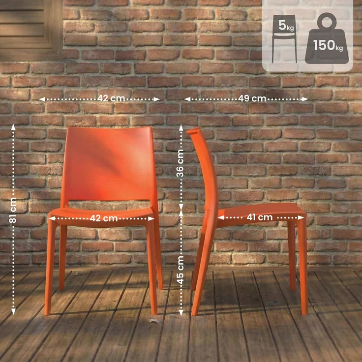 CLP Gartenstuhl Meton mit Lehne stapelbar wetterfest UV-beständig bis 150 kg,orange – Bild 2