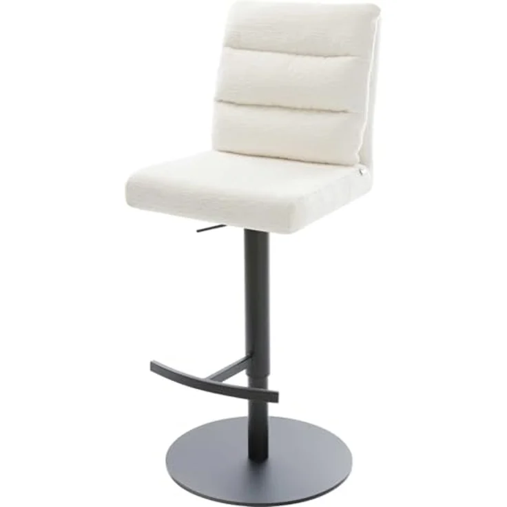 Barstuhl Pela-Flex Bouclé Soft Beige Drehfuß höhenverstellbar Metall Schwarz – Bild 1