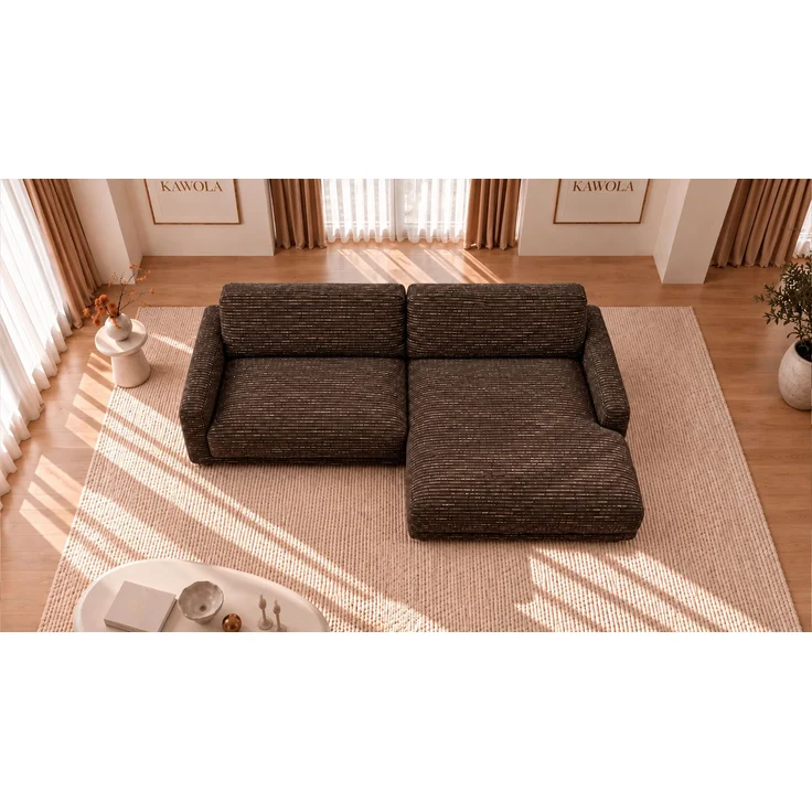 KAWOLA Sofa MARLIN Ecksofa Stoff braun Longchair rechts 80 x 168 x 262 cm – Bild 4