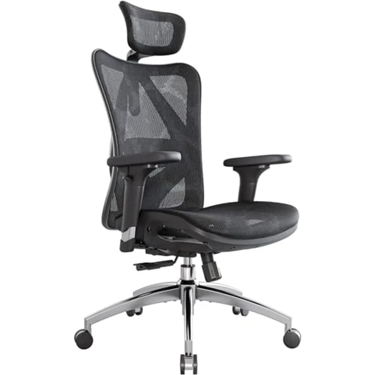 SIHOO M57 Ergonomischer Bürostuhl, Chefsessel mit 3D verstellbare Armlehne und Lendenwirbelstütze, Hautfreundliche Netz-Hochlehne, Schreibtischstuhl bis 150kg/330LB Belastbar(schwarz) – Bild 2