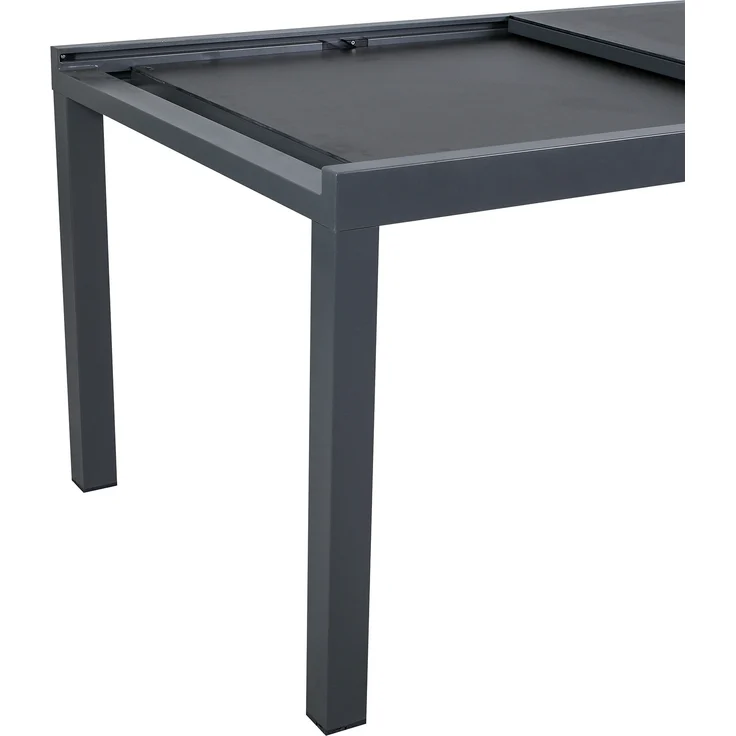 greemotion Ausziehtisch Grenada Aluminium wetterfest stabil Glas mit Keramik-Look 160-240x75x90 cm dunkelgrau – Bild 5