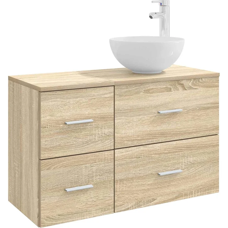 vidaXL Badezimmerschrank-Set 2 stk. Sonoma-Eiche 79,5 x 35 x 80 cm 3403946 – Bild 2