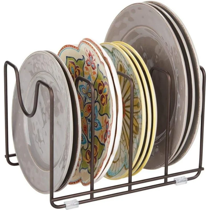 mDesign Geschirrständer Pfannenhalter Aufbewahrung Organizer Metall Bronze – Bild 7