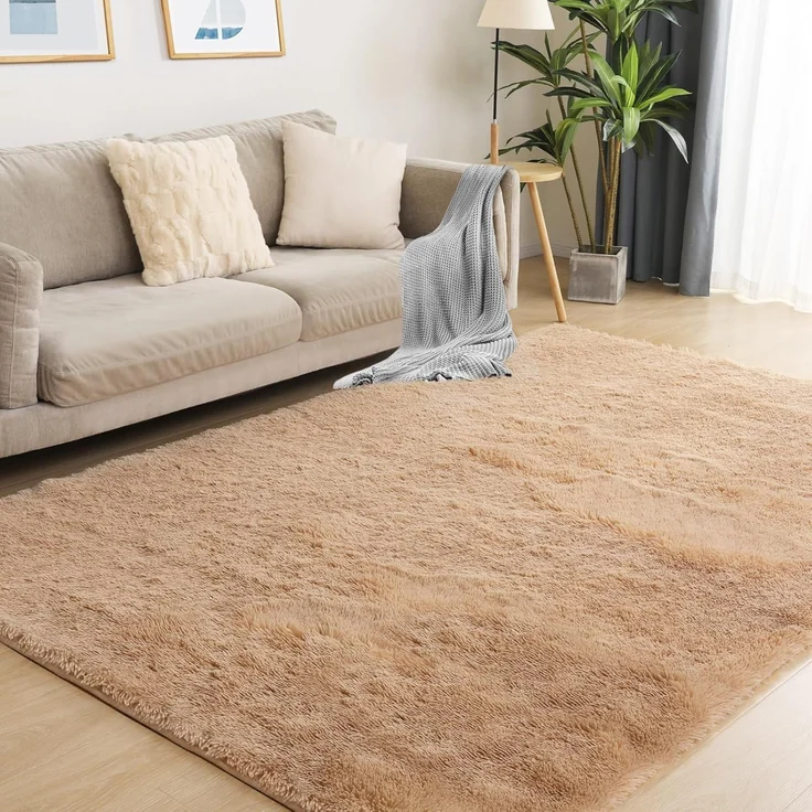 1 Stück Wohnzimmerteppich, superweich, rutschfest, 120x80 cm, Khaki – Bild 1