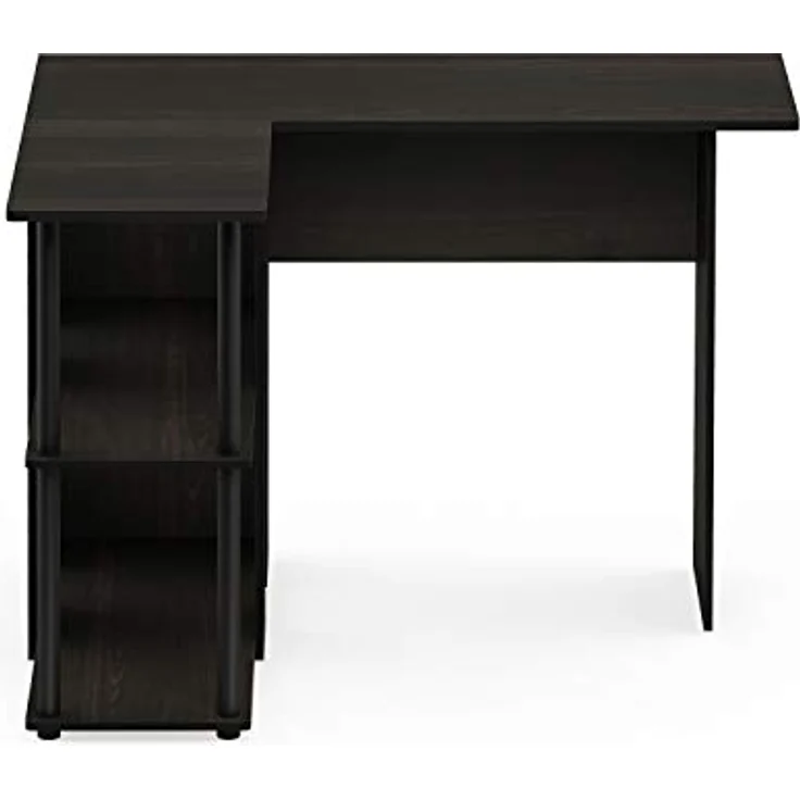Furinno Abbott L-förmiger Schreibtisch mit Regalen, holz, Espresso/Schwarz, 87.5 x 87.5 x 73.51 cm – Bild 8