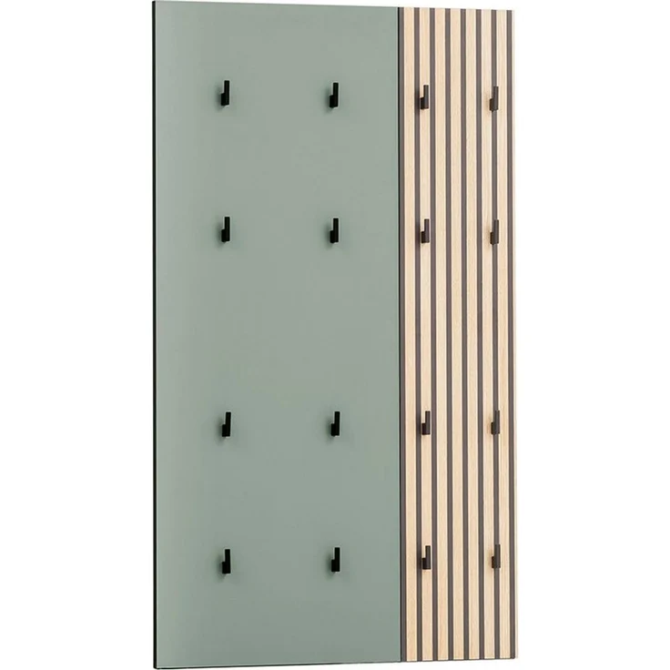 Lomadox Garderobenpaneel ALTAMURA-80, erweiterbare Garderobe Kleiderhaken modern grün mit Eiche Natur – Bild 2