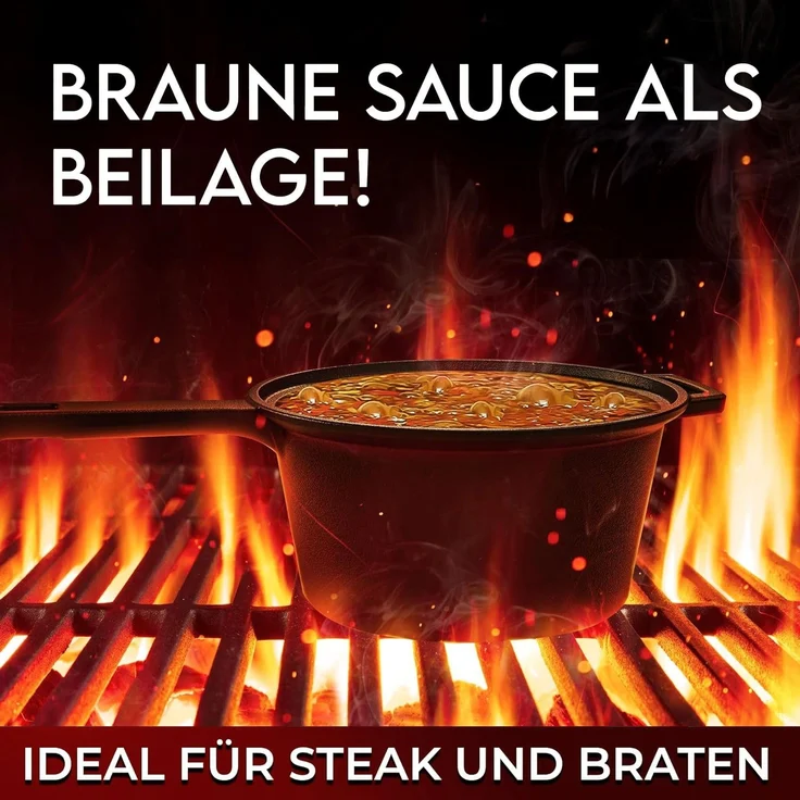 GUSSKÖNIG Dutch Oven in Holzbox 9tlg. mit Bratpfanne Saucentopf Untersetzer Deckelheber – Bild 10