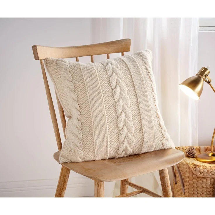 Dekoleidenschaft Kissenhülle "Strick" mit Zopfmuster, beige, 45x45 cm, Kissenbezug extra weich, (1 Stück), Zierkissenhülle, Couchkissen Bezug, Sofakissen Kuschelkissen Hülle – Bild 5