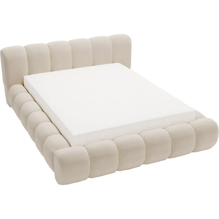 GRAINGOLD Doria Doppelbett 160x200, mit Kopfteil, Lattenrost, Bettkasten, Velour-Stoff, Beige – Bild 2