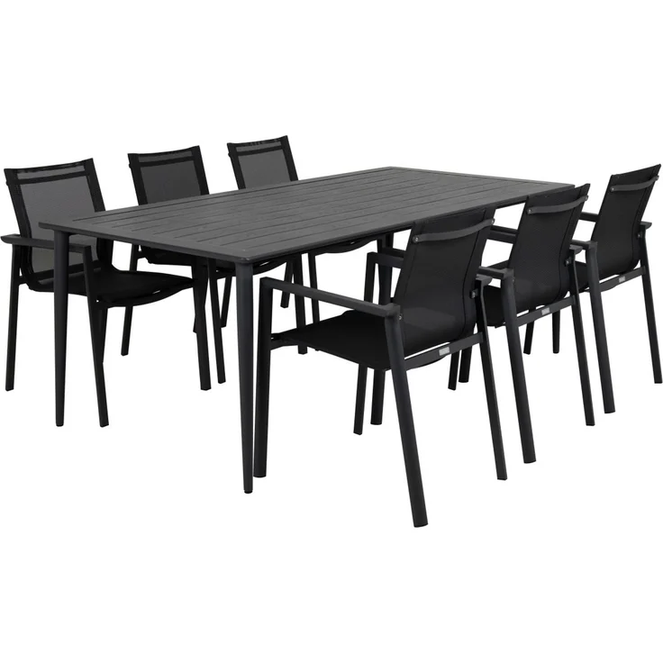 Gartenesstisch Nimes aus Aluminium, modern, schwarz, rechteckig, für 6–8 Personen – Bild 2