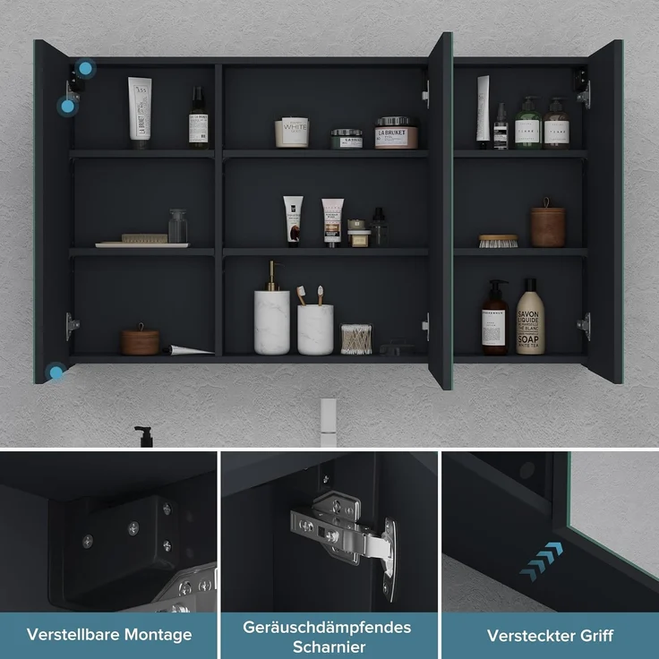 doporro Badezimmerspiegelschrank Wandchrank Aufbewahrungsschrank Badezimmer Spiegelschrank02 – Bild 7