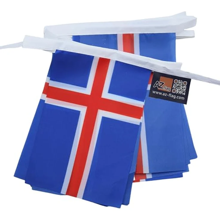 AZ FLAG - Fahnenkette Island 6 Meter Mit 20 Flaggen - 21x14 cm - Isländische Girlande Flaggenkette 14 x 21 Cm – Bild 7
