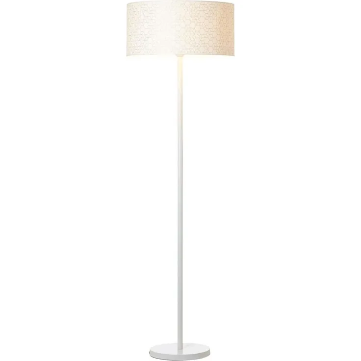 BRILLIANT Galance Standleuchte 1flg weiß Innenleuchten,Stehleuchten,-dekorativ | 1x A60, E27, 40W, geeignet für Normallampen (nicht enthalten) | Edler Strukturschirm aus echter Vinyl-Tapete