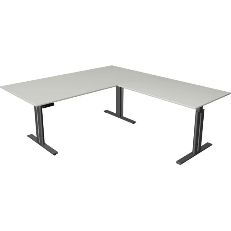 Kerkmann Schreibtisch Sitz-Stehtisch MOVE 3 elegant 200x100x72-120cm mit Anbauelement elektr. höhenverstellbar anthrazit