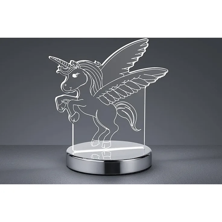 LED Tischleuchte KARO Einhorn 3D Optik, Lichtfarbe einstellbar, Höhe 17cm